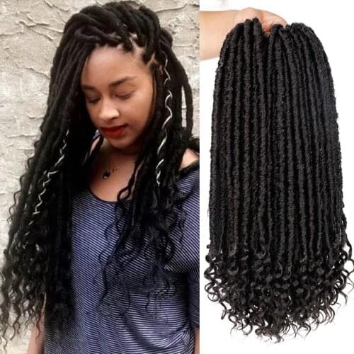 ELEGANT MUSES Goddess Faux Locs Synthetic 24Strands 16&20 Ombre Grey Braid Hair Soft Pre Looped Crochet Braids for Black Women