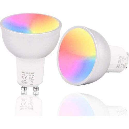 1Pc LED WiFi Smart Lamp GU10 Bulb Bombillas RGBW 5W Dimmable Compatible With Light Apps Alexa & Google Home Remote Control Bulbs