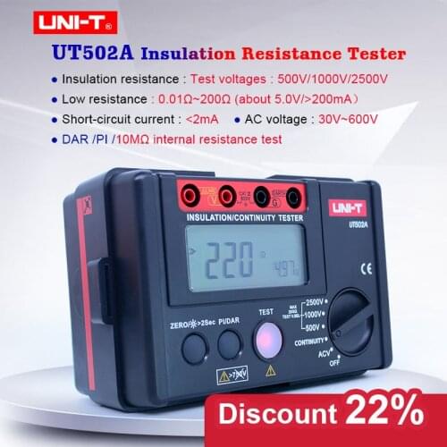 Megger meter UNI-T UT502A Digital Insulation Resistance Tester Megohmmeter AC Voltmeter LCD Backlight High voltage indication