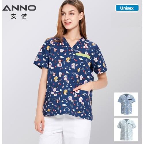 ANNO Hospital Staff Scrubs New Design Nursing Uniform Unisex Dental Clinic Supplies Nurse Work Uniforms Tops Pants Optional