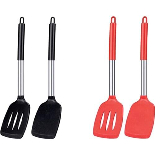 Pack of 2 Silicone Solid Turner,Non Stick Slotted Kitchen Spatulas,High Heat Resistant Cooking Utensils,Cookware