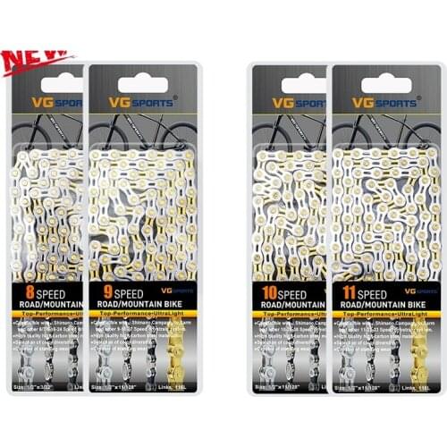 Bicycle Chain 8 9 10 11 Speed Velocidade Silver Gold MTB Road Chain 116 Links X8/X9/X10/X11 Half Hollow Mounntain Bike Chains