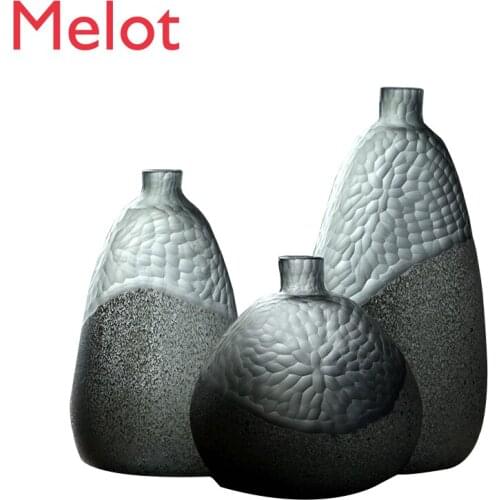 High-End Artificial Blown Glass Vase Modern Style Study Living Room Furnishings Ornaments Simple Flower Vase home decore