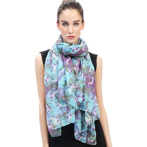 Unicorn and Galaxy Print Womens Large Size Scarf Shawl Wrap Christmas Gift