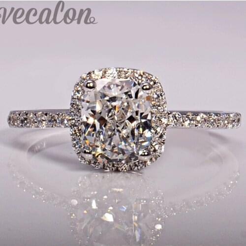 Vecalon fashion Jewellry Design wedding Band ring for women cushion cut 3ct 5A Zircon cz 925 Sterling Silver Female Finger ring