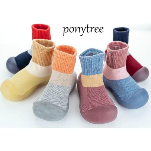 Winter warm baby shoes for toddlers kids newborns first walk bebe boy girl non slip socks with soles rubber infant socks shoes