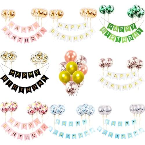 1set Happy Birthday Letter Banner green Confetti Balloons Baby Shower Birthday Party Decorations Boy Girl Kids Party urodziny