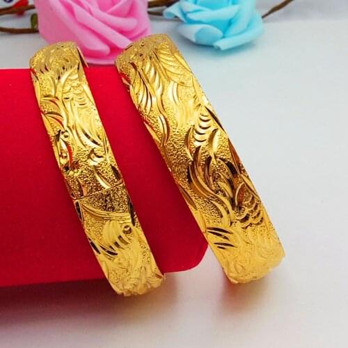 1 pieces Phoenix Thick Bangle Yellow Gold Filled Wedding Classic Style Womens Bangle Bracelet Gift