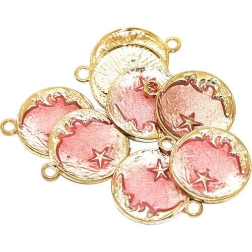 MENGJIALE 10pcs Gold Color Alloy Base Moon Star Crescent Alloy with Colorful Enamel charms For Jewelry Making Jewelry Findings