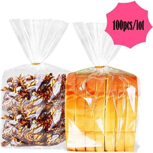 100pcs Clear Flat Open Top Candy Bags Cookie Packaging Bag Wedding Party Sweets Lollipop OPP Plastic Bag Small Gift Pouch New