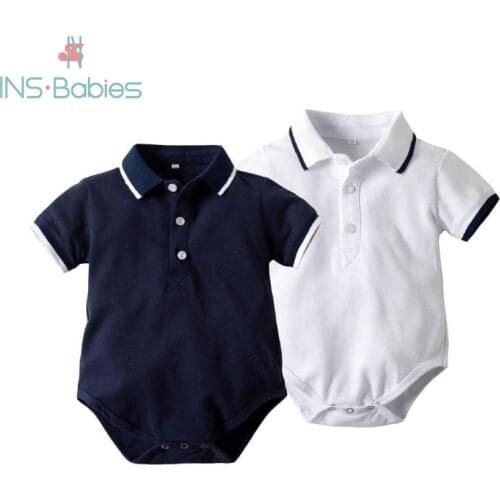 2020 Baby Summer Polo sports bodysuits for baby boys Short Sleeves Letter Design Fashion baby clothes Climbing Gentleman Outfits