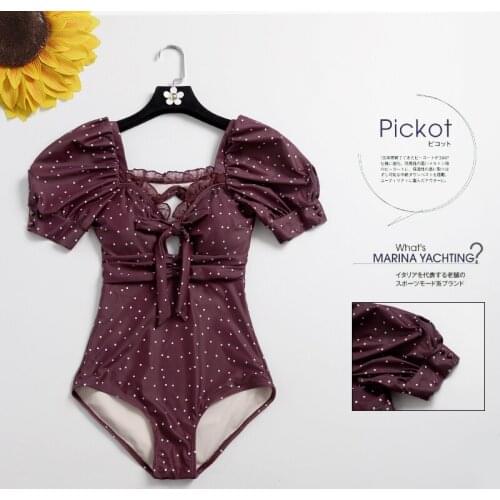 2021 Women Dot Short Sleeve One Piece Swimwear Bathing Suit Swimming Beachwear Summer Sexy Swimsuit Ladies Swim Monokini Suits