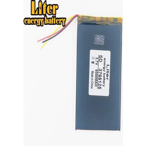 3 line 3.7V,6000mAH 3766125 Polymer lithium ion / Li-ion battery for tablet pc BANK,GPS,mp3,mp4