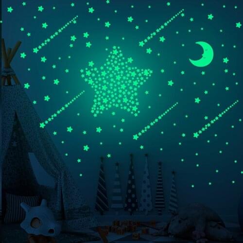 3D Bubble Luminous Stars Moon Dots Wall Sticker for kids room bedroom home decoration Glow in the dark DIY combination Stickers