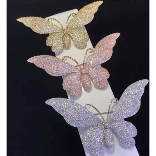 75x45mm Womens High Quality New winter Butterfly Brooch tassel double accessories winter sweater pin brooch