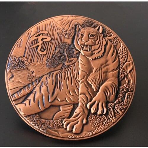 Pure copper, twelve Chinese Zodiac tiger copper plate, handicrafts collection
