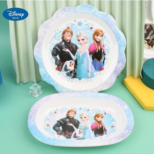Disney Mickey Mouse Minnie Cartoon Elsa Childrens Tableware Anti-fall Household Partition Plate Baby Eating Tableware