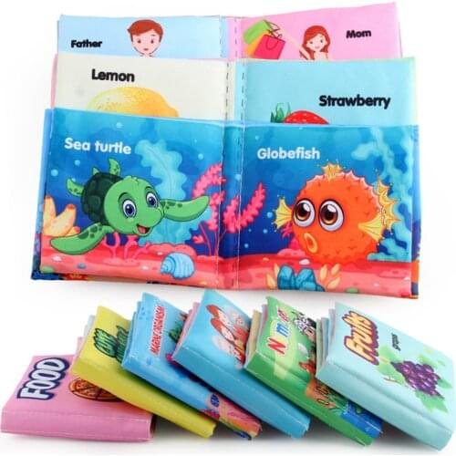 Baby Book Soft Cloth Books Toddler Newborn Early Learning Develop Cognize Reading Puzzle Book English Marine Animal Book