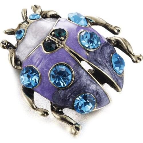 Hot sale new alloy color ladybug personality brooch rhinestone insect corsage clothing accessories collar pin badge jewelry gift