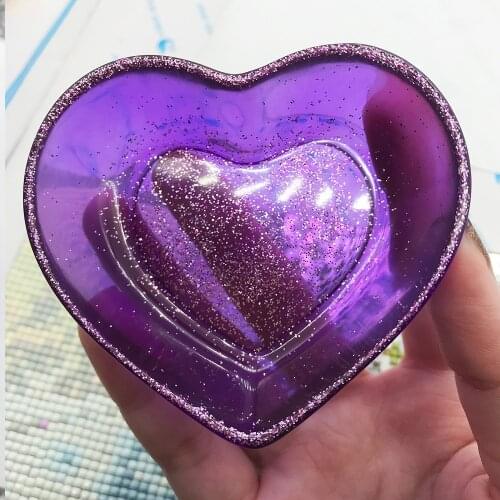 Diamond Painting Tools Glitter Purple Heart / Pink Glitter Square Resin Bowls, Trash Holder DIY Painting with Diamonds Accessory