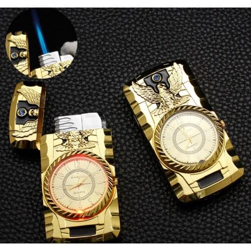 Colorful light watch butane Inflatable gas cigarette lighter new Jet turbo torch flame smoking igniter creative man woman gift