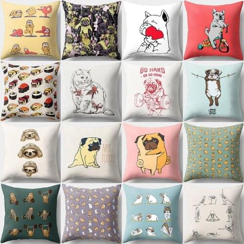 Cute Cartoon Animal Print Pillow Case Sofa Cushion Cover for Bedroom Living Room