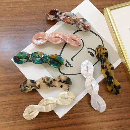 Fashion Japan Korean Acetate Leopard Twist Geometric Hair Clips For Women Girls 2020 Sweet Hairpins Barrettes Hair Accessories