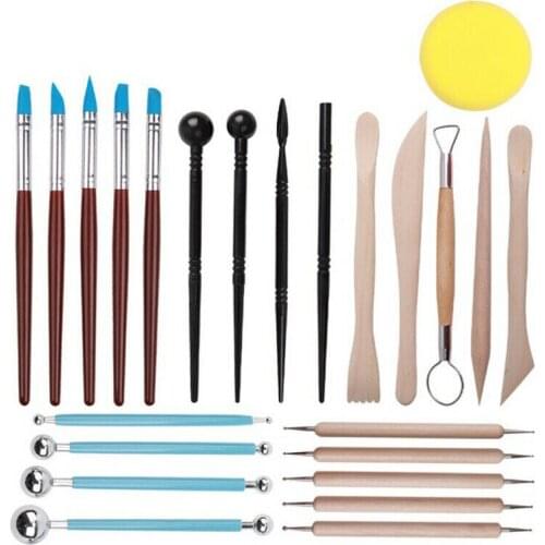 24pcs Polymer Molded Impression Silicone Pen Clay Sculpting Painting Tools Set