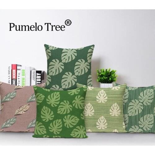 Plant Pillowcase Leaves Print Pillow Cover Home Decor Cushion Cover Print Pillow Cases 45x45cm Car Pillow Case Sofa Decoration