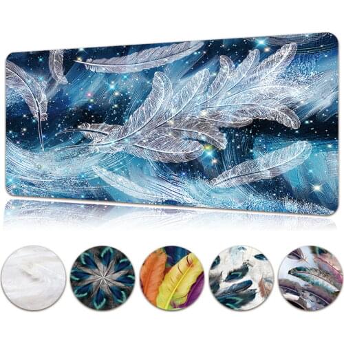Non-slip PU Leather Large Mousepad Feather Series Gaming Laptop Computer Desk Mat Mouse Pad Table Mat Office Desk Accessories