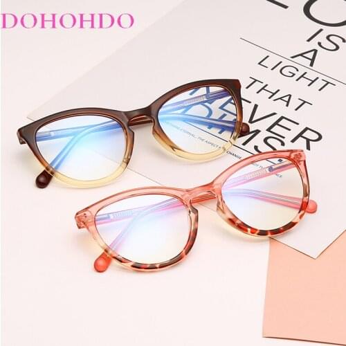 DOHOHDO 2021 New Vintage Cat Eye Anti Blue Light Glasses Women Fashion Computer Eyeglasses Blue Light Blocking Spectacles UV400