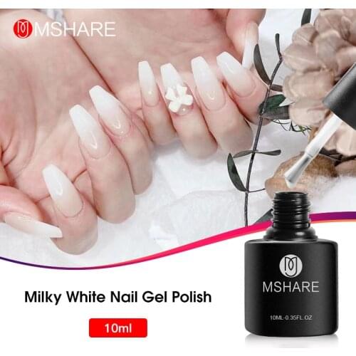 MSHARE Milky White Gel Nail Polish Soak Off 12g Cured with Nail Dryer