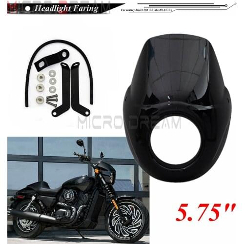 Motorcycle Black 5.75" Headlight Fairing Windshield Cover for Harley Street 500 750 XG500 XG750 2015-2020 Headlamp Front Cowl