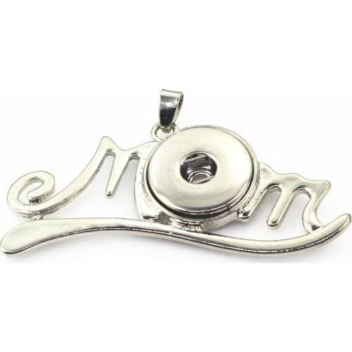 Necklace pendant 10pcs/lot Silver Mom snap pendants charms Diy snaps jewelry necklace pendant for 18mm Snap Buttons