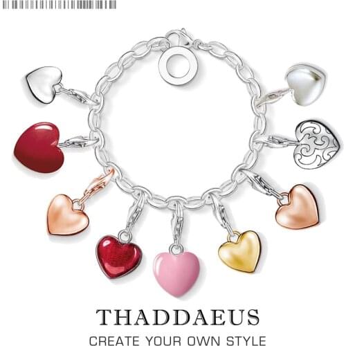 Love All Around Pink Heart Charm Pendant With Lobster Clasp Fit Europe Bracelet Pendant 925 Sterling Silver Jewelry