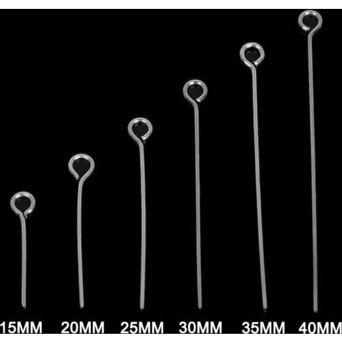 Wholesale 200pcs/lot(15mm 20mm 25mm 30mm 35mm 40mm) Stainless Steel Eye Pin For Jewelry Making DIY Accessories