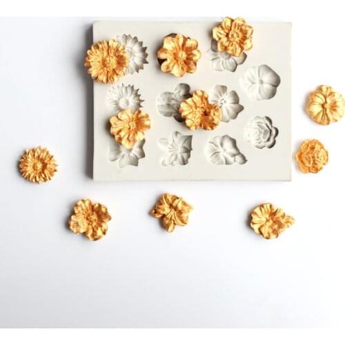 Many Flowers Mould Fondant Cupcake Molds Silicone Mold Sugar Candy Chocolate Gumpaste Mould Cake Decorating Tools C012