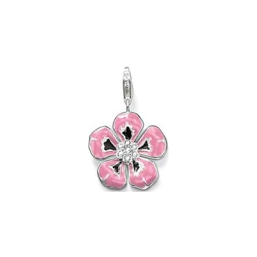 ThomasPT1651 Pendant Pink Flower Romantic Charm Euro-American style Ts Gift In 925 Sterling silver Fit Bag Bracelet