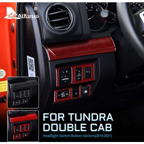 Carbon Fiber for Toyota Tundra 2014 2015 2016 2017 2018 2019 2020 2021 Accessories Interior Trim Headlight Switch Button Sticker