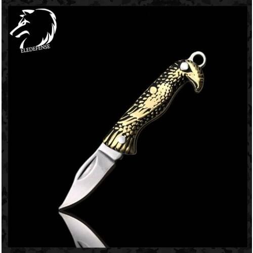 New Arrivals Brass Vintage Eagle Folding Knife CS Go Knives Mini Pocket Keychain Tool Hunting Knives Survival For Man Women