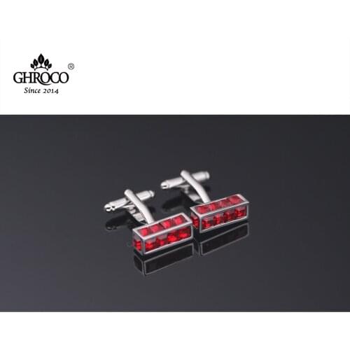 GHROCO High Quality Exquisite Red Czech Crystal French Shirt Cufflinks Fashion Luxury Gifts Business Men and Women Groomsmen