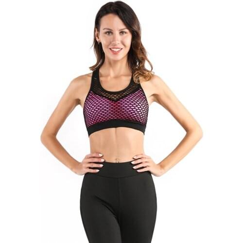 Womens Sports Tops Sexy Mesh Breathable Push Up Sports Tops Womens Gym Fitness Running Seamless Underwear