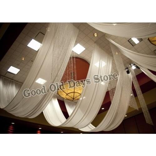 10pcs/lot White ceiling drapery wedding event party decoration drape canopy drapery flat fabric for roof 0.7M x 8M