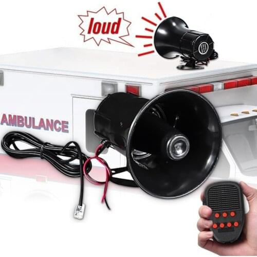 12V Car Alarm Megaphone Speaker Microphone 6 Sounds Siren Horn PA System Kit for Elements Personal Car Part Ornaments
