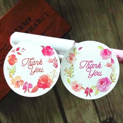 120pcs/lot Rose Flower Thank you Adhesive Kraft Baking Seal labelSticker gift stickers students' Funny DIY Work