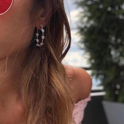 2019 Christmas gift gorgeous stunning trendy women jewelry micro pave cz star band hoop earring fashion