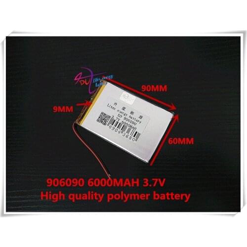 3.7V 6000mAH 906090 polymer lithium ion battery / Li-ion battery for tablet pc,power bank,E BOOK