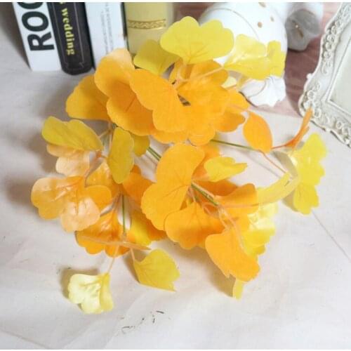 5pcs Artificial Ginkgo Branch Leaf-shaped For Wall Background Home Office Wedding Garden Decoration