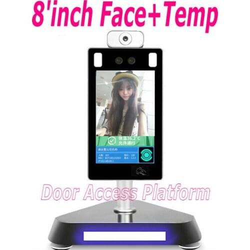 8‘inch LCD screen Desktop Base Facial Recognization+ Temperature Measurement device,Face time attendance for turnstile system
