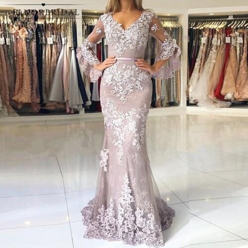Arabic Mermaid Evening Dresses 2021 Robe De Soiree Dubai Long Sleeve Formal Women Dress abendkleider Special Occasion Gowns